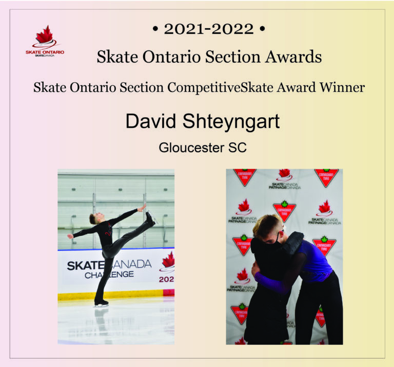 20212022 Skate Ontario Section CompetitiveSkate Award Winner David